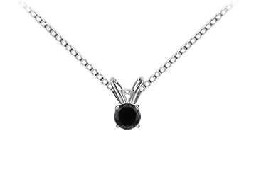 Finejewelryvault Ubpd14wh4rd075bd-101 14k White Gold : Round Black Diamond Solitaire Pendant - 0.75 Ct. Tw.