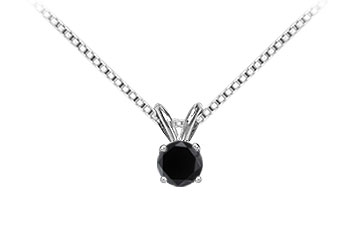 Finejewelryvault Ubpd14wh4rd100bd-101 14k White Gold : Round Black Diamond Solitaire Pendant - 1.00 Ct. Tw.