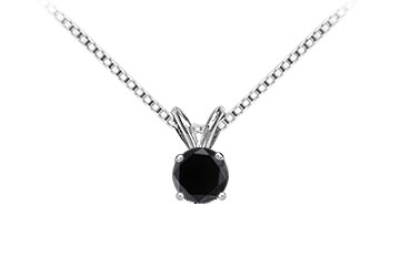 Finejewelryvault Ubpd14wh4rd125bd-101 14k White Gold : Round Black Diamond Solitaire Pendant - 1.25 Ct. Tw.