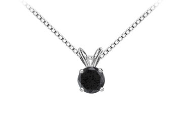 Finejewelryvault Ubpd14wh4rd150bd-101 14k White Gold : Round Black Diamond Solitaire Pendant - 1.50 Ct. Tw.