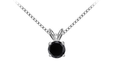 Finejewelryvault Ubpd14wh4rd175bd-101 14k White Gold : Round Black Diamond Solitaire Pendant - 1.75 Ct. Tw.