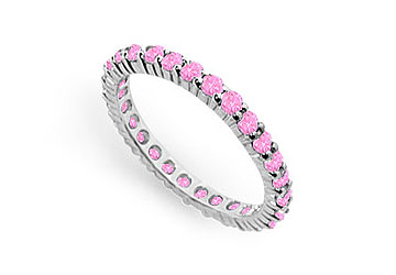 Finejewelryvault Ub14wr100ps2263-101 Pink Sapphire Eternity Band : 14k White Gold - 1.00 Ct Tgw - Size: 7