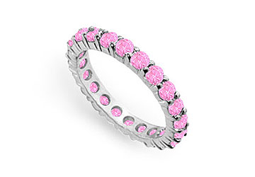 Finejewelryvault Ub14wr200ps22610-101 Pink Sapphire Eternity Band : 14k White Gold - 2.00 Ct Tgw - Size: 7