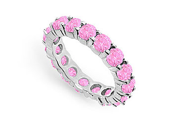 Finejewelryvault Ub14wr300ps22615-101 Pink Sapphire Eternity Band : 14k White Gold - 3.00 Ct Tgw - Size: 7