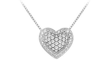 Finejewelryvault Ubmyp064d-101 Diamond Heart Pendant : 14k White Gold - 0.75 Ct Diamonds