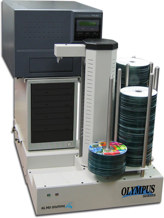 All Pro Solutions Olympus 4T Standalone Networked Automated CD-DVD Publisher - Built-In PC - 4 Drives - P55C Photorealistic Thermal Printer - 420 Capacity