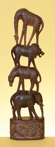 Benzara 44645 In Jungle Stack 4 Giraffe Lion Zebra Elephant Statues
