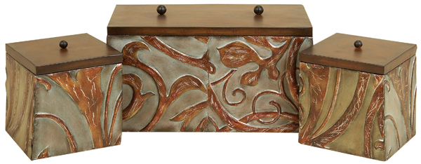 Benzara 56492 Set Of 3 Illumination Home Decor Accent Metal Boxes