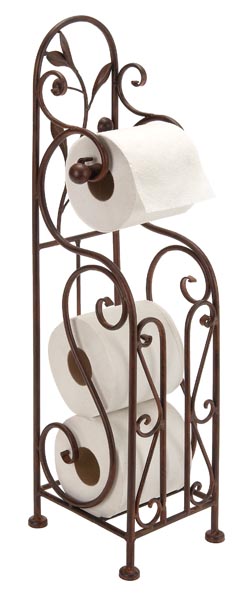 Benzara 63149 Designer Metal Toilet Paper Holder With Magazine Rack