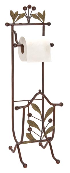 Benzara 63152 Tierra Metal Toilet Paper Holder With Magazine Rack