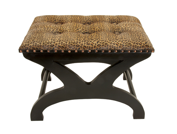 Benzara 72043 Leopard Faux Leather Foot Stool Ottomans