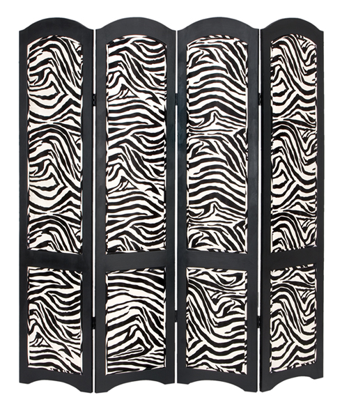 Benzara 72087 Safari Leather Wood Room Divider 4 Panel Screen