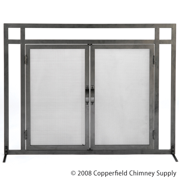 Chimney 61241 Woodfield Mission Style Vintage Iron Fireplace Screen With Doors