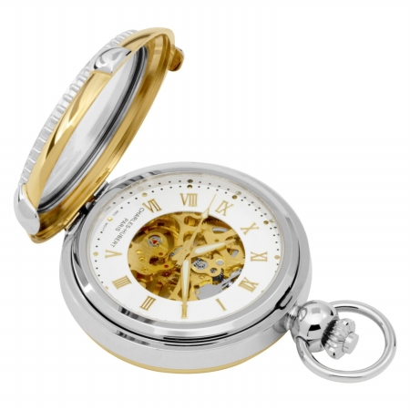Charles-hubert- Paris Two-tone Mechanical Picture Frame Pocket Watch With Screw-off Bezel