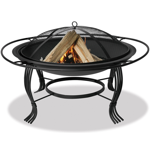 34.6'' Diameter Black Firepit With Outer Ring