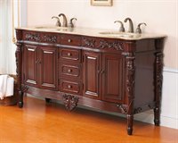UPC 816729010103 product image for VIRTU USA LD-1030T 67 in. Odessa Bath Vanity in Antique Cherry with Travertine C | upcitemdb.com