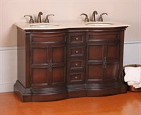 VIRTU USA LD1050T 55 in. Rothenburg Bath Vanity in Antique Cherry with Travertine Counter Top