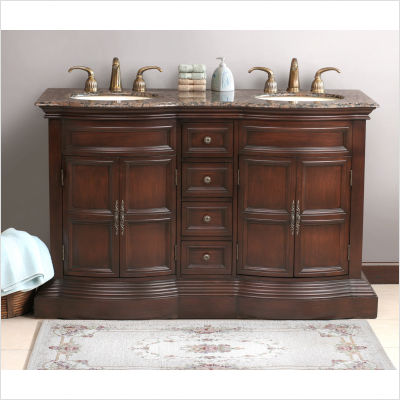 VIRTU USA LD1050BB 55 in. Rothenburg Bath Vanity in Antique Cherry with Baltic Brown Counter Top
