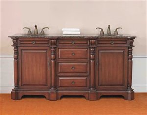 VIRTU USA LD1065BB 72 in. Cambridge Bath Vanity in Antique Cherry with Baltic Brown Counter Top
