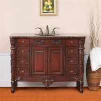 VIRTU USA LS1027BB 48 in. Socotra Bath Vanity in Antique Cherry with Baltic Brown Counter Top