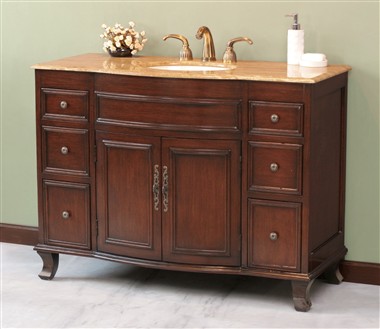 VIRTU USA LS1029CM 48 in. Natalia Bath Vanity in Antique Cherry with Cream Marfil Counter Top