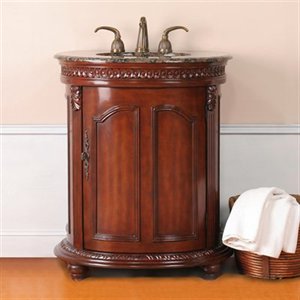 VIRTU USA LS1033BB 30 in. Compania Bath Vanity in Antique Cherry with Baltic Brown Counter Top