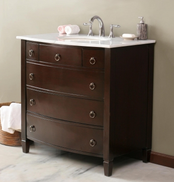 VIRTU USA LS1041WM 36 in. Venice Bath Vanity in Espresso with White Marble Counter Top