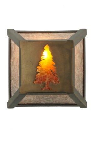 108096 7 In. Sq Tall Pine Wall Sconce
