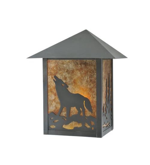 109130 9 In. W Seneca Northwoods Wolf On The Loose Wall Sconce