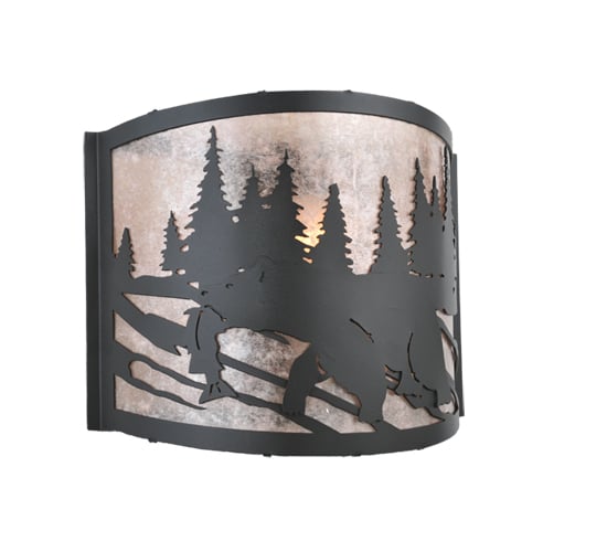 107450 12 In. W Grizzly Bear Left Wall Sconce