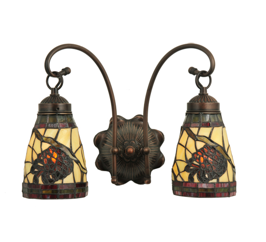 111324 15 In. W Burgundy Pinecone 2-light Wall Sconce