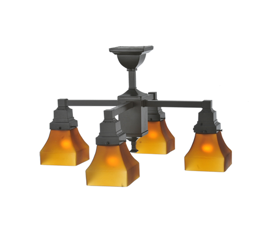 108063 22 In. W Bungalow Frosted Amber 4 Lt Chandelier