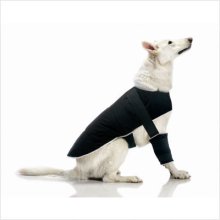 Fur What PTJSLG Pet Therapy Jacket Large includes attachment strap and Hot Cold Packs Black Red Terylene