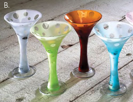 Impulse IG1001LGDOTAM Large Dot Martini Amber Set of 4