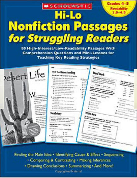 Scholastic 978-0-439-69497-1 Hi-lo Nonfiction Passages For Struggling Readers - Grades 4-5