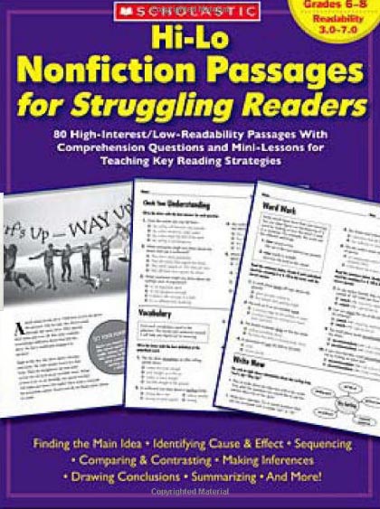 Scholastic 978-0-439-69498-8 Hi-lo Nonfiction Passages For Struggling Readers - Grades 6-8