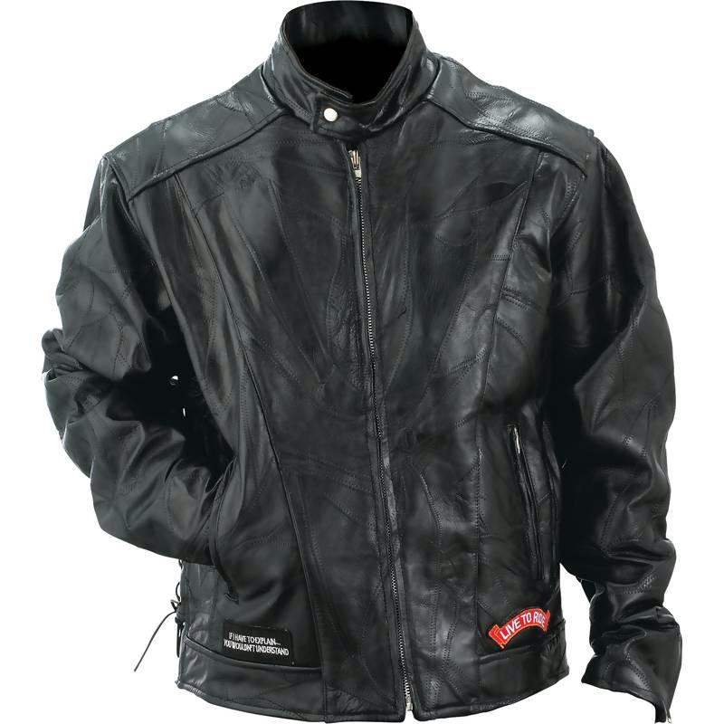 Diamond Plate Leather Motorcycle Jacket-S