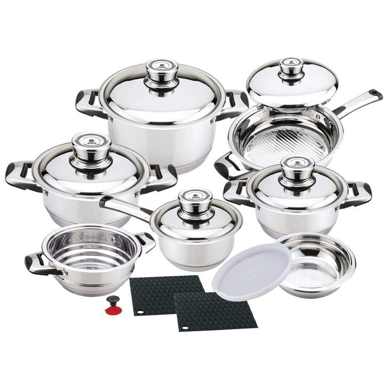 Chefapos; 16 Pc Stainless Steel Cookware