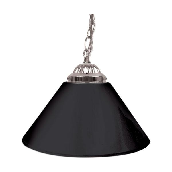 Plain Black 14 Inch Single Shade Bar Lamp - Silver Hardware