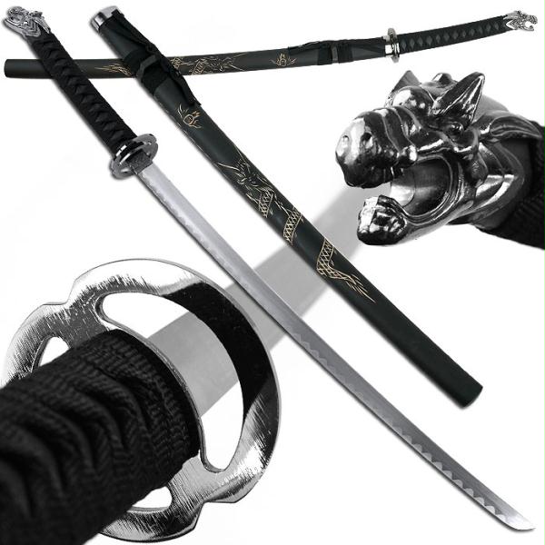 39.5 Inch Dragon Slayer Katana With Engraved Dragon Scabbard