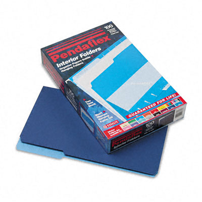 Pendaflex 435013NAV Interior File Folders 1/3 Cut Top Tab Legal Navy Blue 100/Box