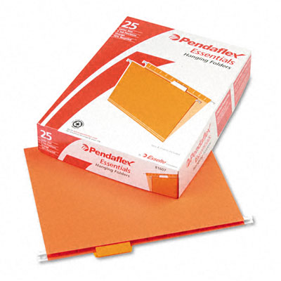 Hanging File Folders- 1/5 Tab- Letter- Orange- 25/Box