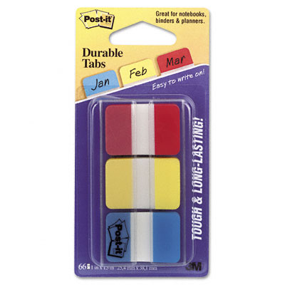 Sticky Note 686-ryb Durable File Tabs- 1 X 1 1/2- Assorted Standard Colors- 66/pack