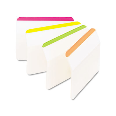 Durable Hanging File Tabs- 2 X 1 1/2- Striped- Asst. Fluorescent Colors- 24/pack