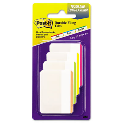 Sticky Note 686f-1bb Durable File Tabs- 2 X 1 1/2- Striped- Assorted Fluorescent Colors- 24/pack