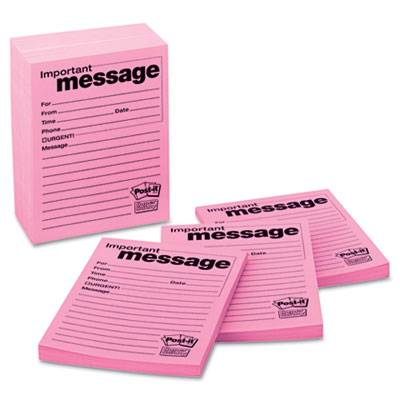 Postit Super Sticky 766212SS Super Sticky Message Pad 37/8 x 47/8 Pink 12 50Sheets Pads/Pack