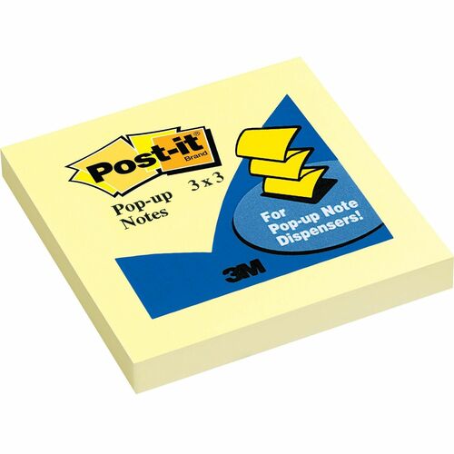 Sticky Note Pop-up Notes R-330-yw Pop-up Note Refills- 3 X 3- Canary Yellow- 100 Sheets
