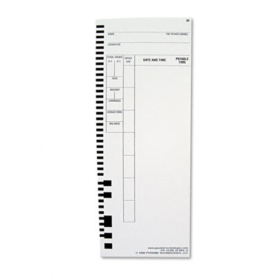 4410010 Time Card For Model 4000 Payroll Recorder- 3-1/2 X 8-1/2- 100/pack