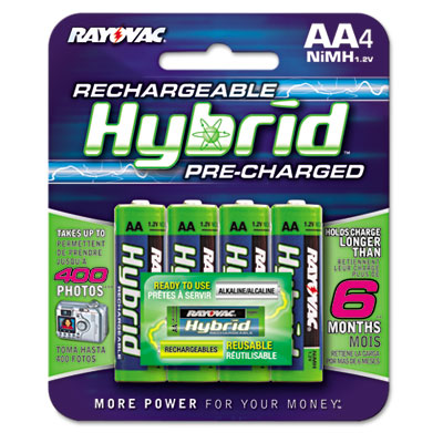 Rayovac LD7154A Hybrid PreCharged Rechargeable Batteries AA 4/Pack