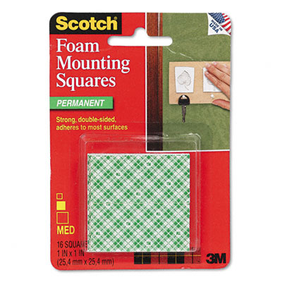 Scotch 111 Precut Foam Mounting 1 Squares- Double-sided- Permanent 16 Squares/pack